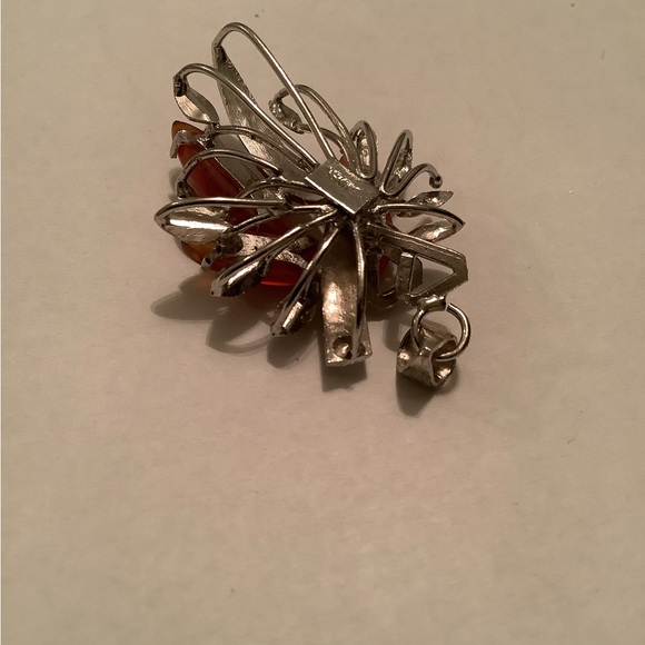 New vintage SILVER autumnal corsage pendant (carnelian?) - Picture 11 of 13